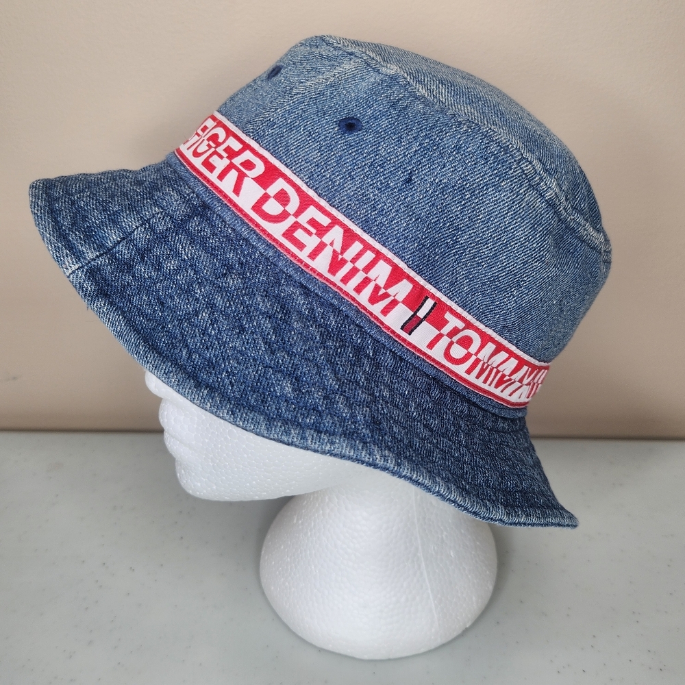 Vintage Reversible Tommy Hilfiger Denim Bucket Hat 90s Adult Size